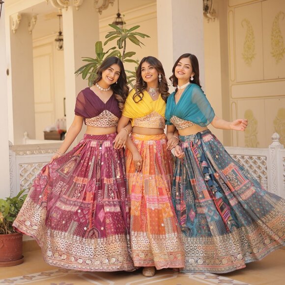 RUSSIAN SILK LEHENGA CHOLI - Picture 1 of 16